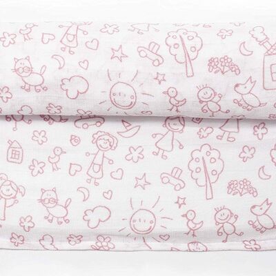 Muslin toys, light pink, 125cm x 125cm