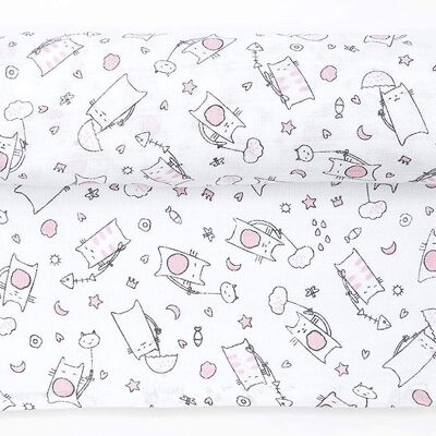 Muslin cats, light pink, 125cm x 125cm