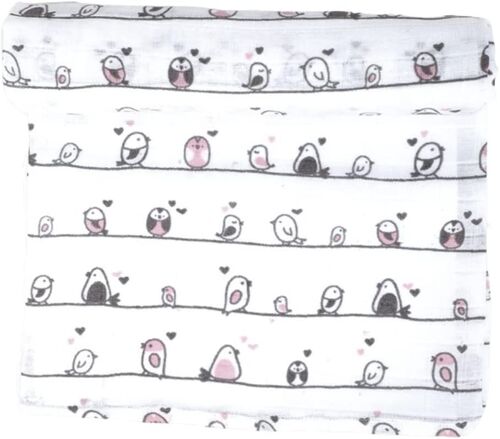 Muslin birds, light pink, 125cm x 125cm