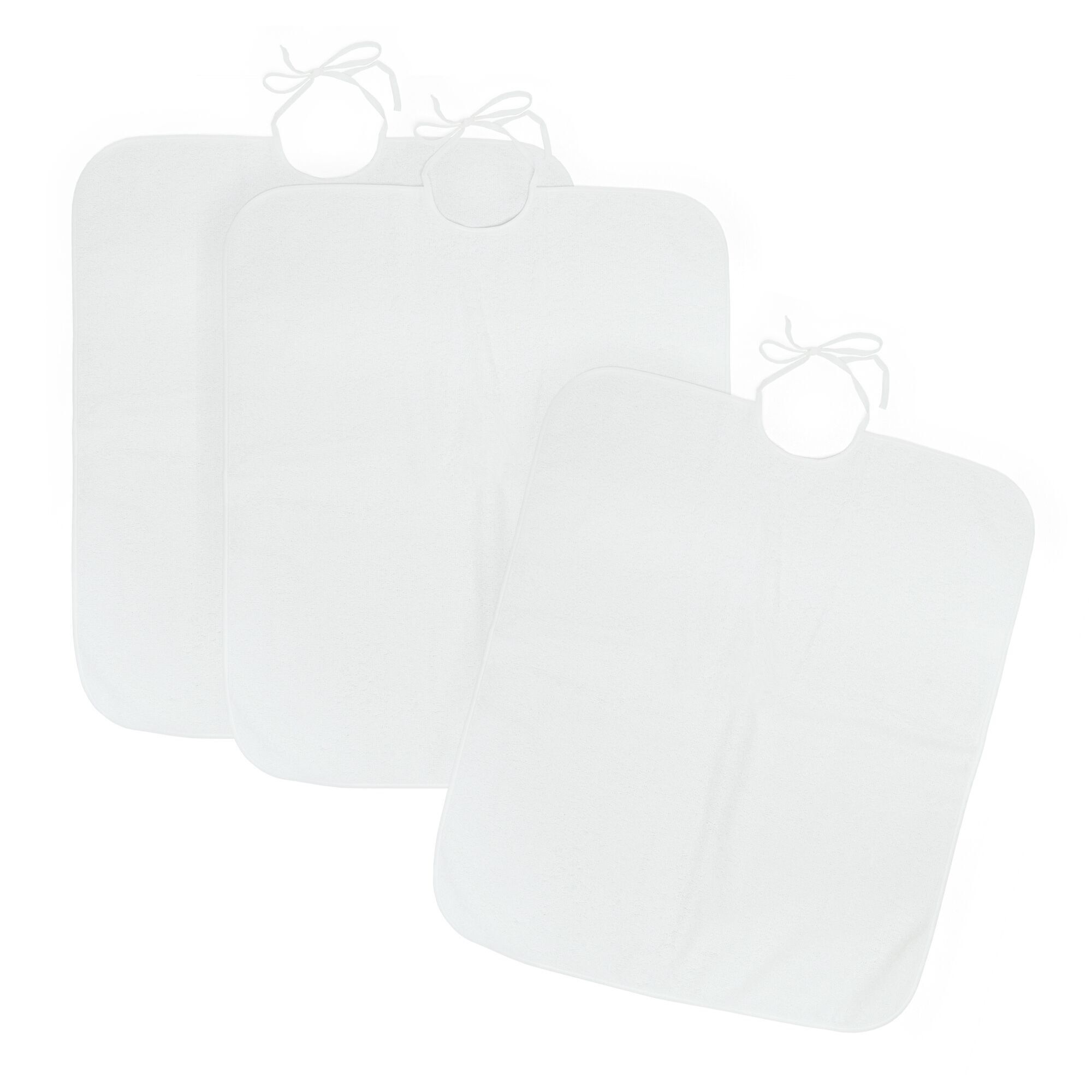 Set di 3 bavaglini per adulti in spugna di cotone, bianchi, 50 cm x 60 cm A