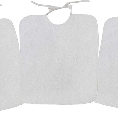 Lot de 3 bavoirs maternelle en coton éponge, rose clair-blanc, 33cm x 36cm