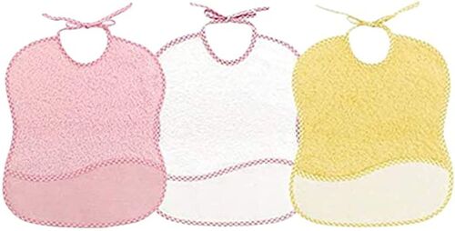 Set of 3 cross stich bibs, assorted colors girl, 25cm x 30cm