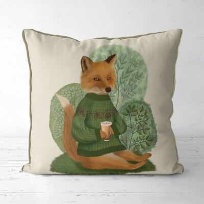 Fox & latte, Cabin Throw Pillow, Cushion Cover, 45x45cm