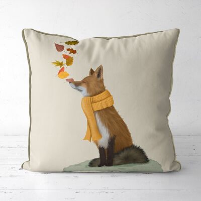 Fox & leaves, Cabin Throw Pillow, Cushion Cover, 45x45cm