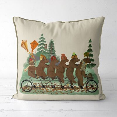 Bear family bike ride, Cabin Throw Pillow, Cushion Cover, 45x45cm