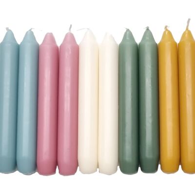 Kaktula-Kerzen-Set mit 5 Farben 15 cm 10 Kerzen
