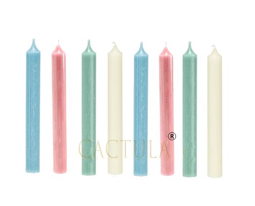 Cactula dinner candles in 3 colors Sweet Light Blue Pink and Ivory