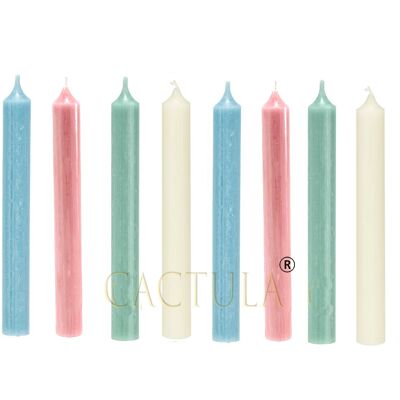 Cactula dinner candles in 3 colors Sweet Light Blue Pink and Ivory