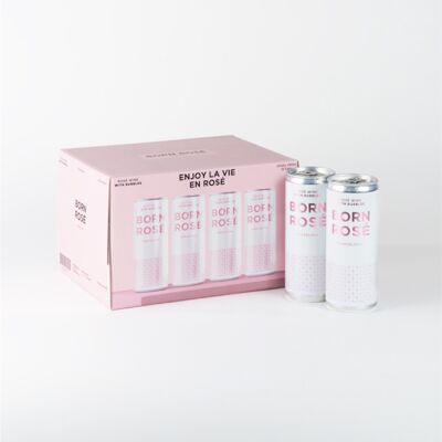 Vino Rosado, BORN ROSÉ en Conserva Vino Ecológico con Burbujas, pack 12 latas