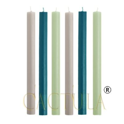 Cactula dinner candles in 3 colors Cool Breeze 6 pcs 2,1 x 30 cm