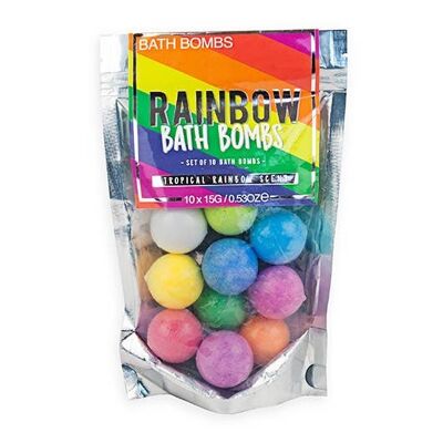 Rainbow bath bombs bathroom
