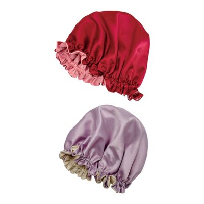 Bonnet de sommeil réversible en satin de qualité supérieure, bonnet de cheveux en satin double couche, bonnet de cheveux lisse, chapeau de sommeil de luxe à bande élastique, bonnet de sommeil en satin double face