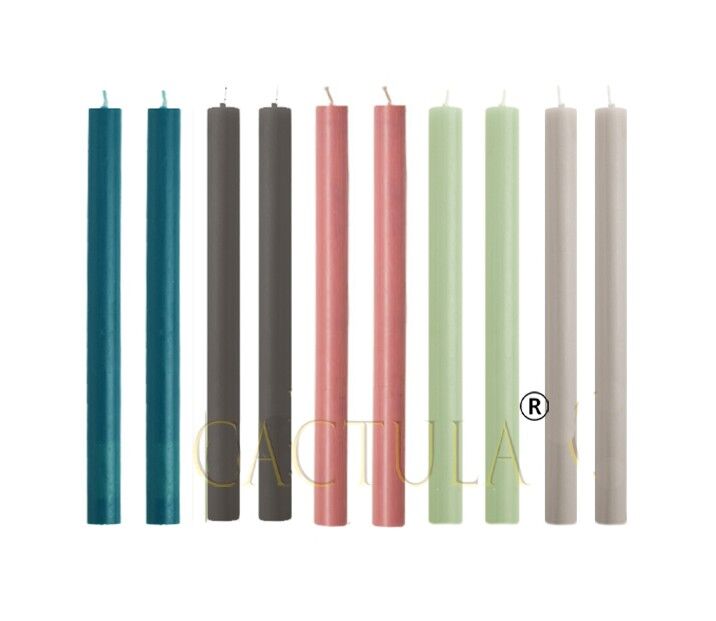 Kaktula-Dinnerkerzen 10 Stück in 5 Farben Happy February 2,1 x 30 cm