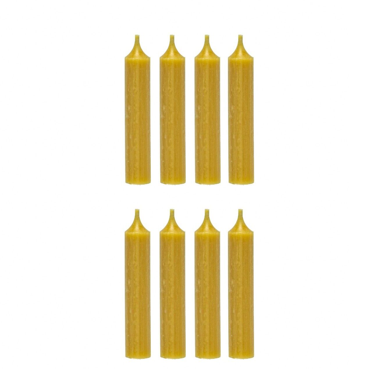 Cactula high quality short dinner candles 8 pcs Ocher Yellow 2.1 x 12 cm