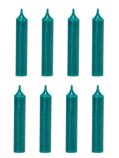 Cactula high quality short dinner candles in Turquoise blue 8 pcs 2.1 x 12 cm