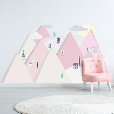 Adesivo da parete | Montagne rosa