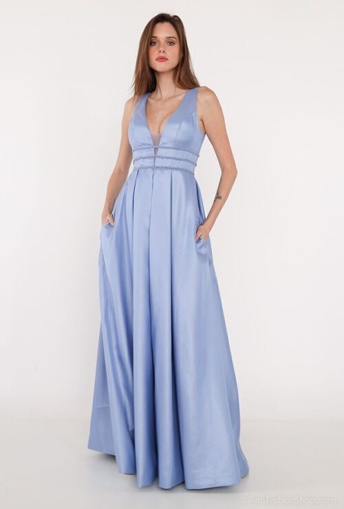 Robe longue de soirée Bleu ciel