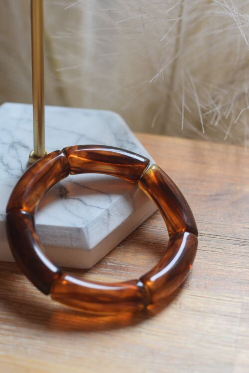Bracelet en perles tubes acrylique marron