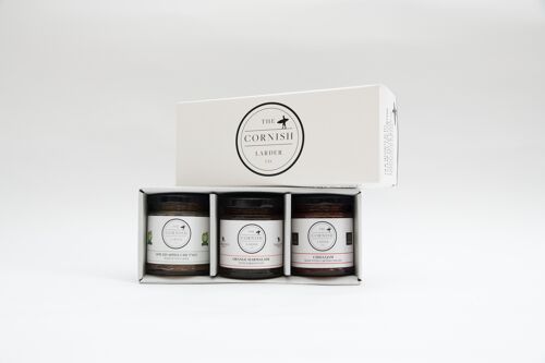Cornish Larder branded three jar gift set