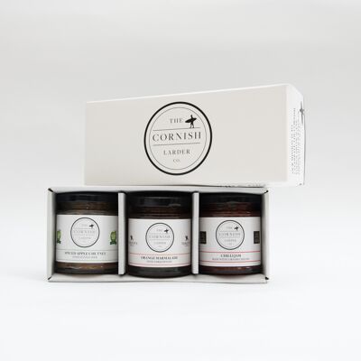 Cornish Larder branded three jar gift set