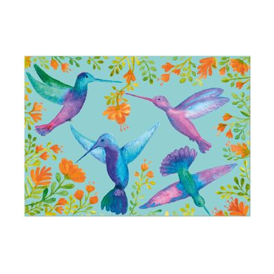 Postcard hummingbird, colored, A6, VE 6