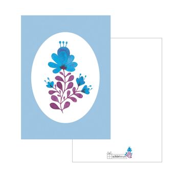 Carte postale, fleur bleue, bleu-violet, A6, avec enveloppe, VE 6 2