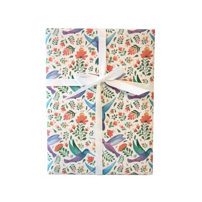 Wrapping paper, hummingbirds in paradise, colored, sheet 50 x 70 cm, PU 10