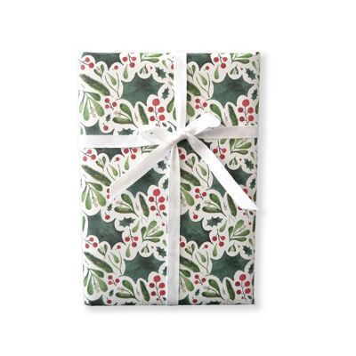 Wrapping paper, Christmas, holly and mistletoe, sheet 50 x 70 cm, PU 10