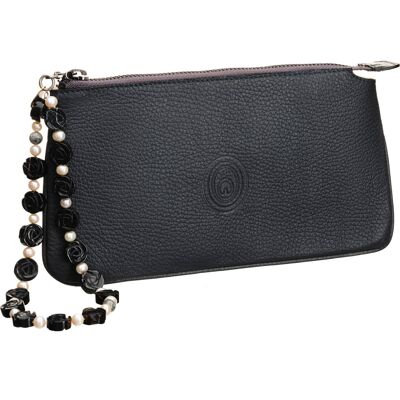 Peacock Clutch pearls and black agates gemstone
