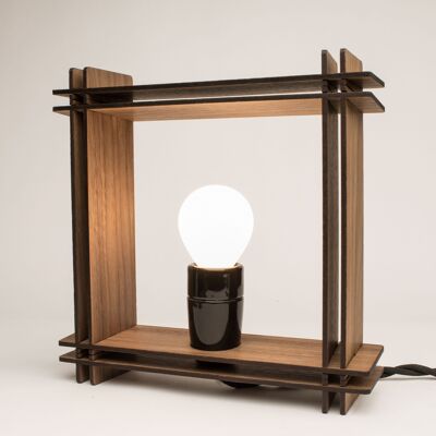 #LAMP No. 1 nogal cuadrado – Lámpara de mesa minimalista regulable - Regalo de Navidad
