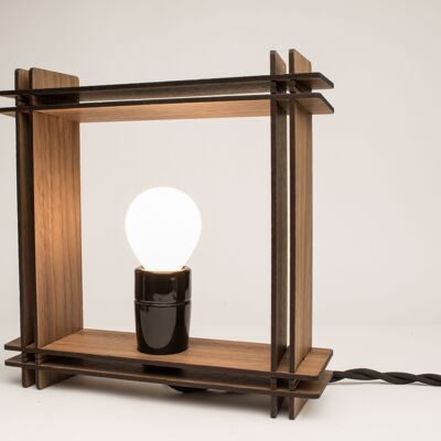 #LAMP No. 1 nogal cuadrado – Lámpara de mesa minimalista regulable - Regalo de Navidad