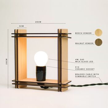 #LAMP No. 1 carré noyer – Lampe de table minimaliste dimmable - Cadeau de Noël 12