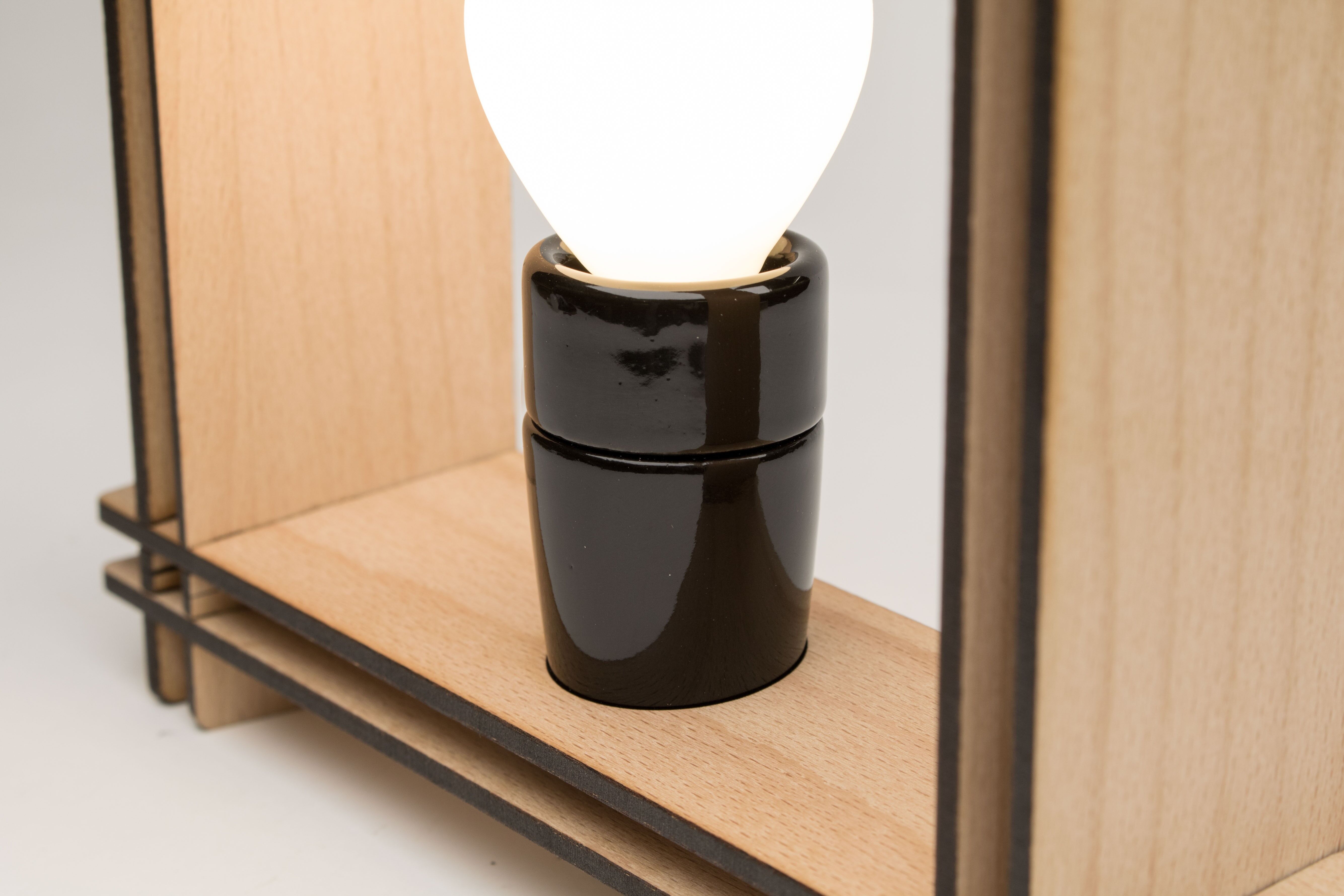 #LAMP No. 1 square beech – Minimalistic dimmable table lamp - Christmas gift