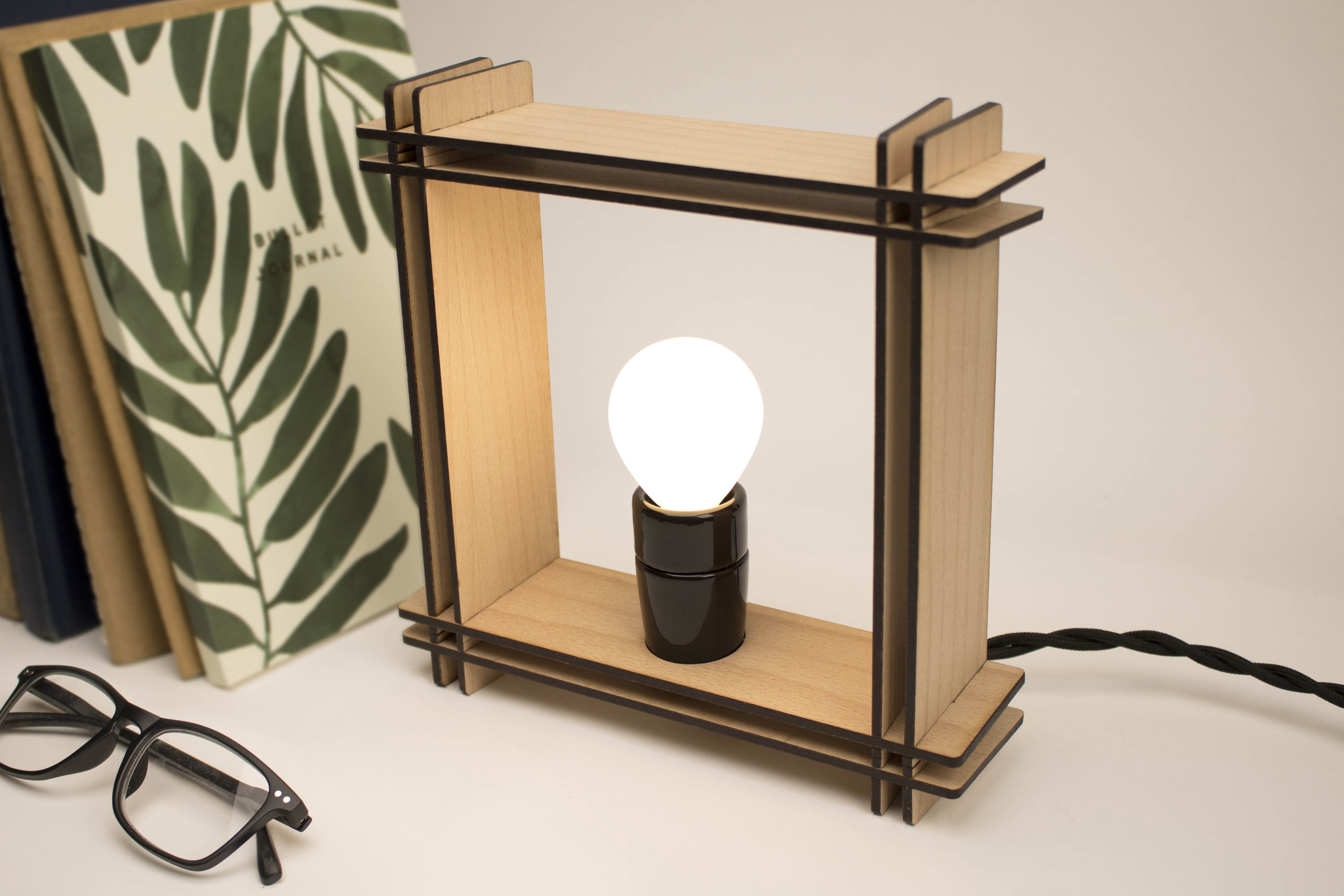 #LAMP No. 1 square beech – Minimalistic dimmable table lamp - Christmas gift