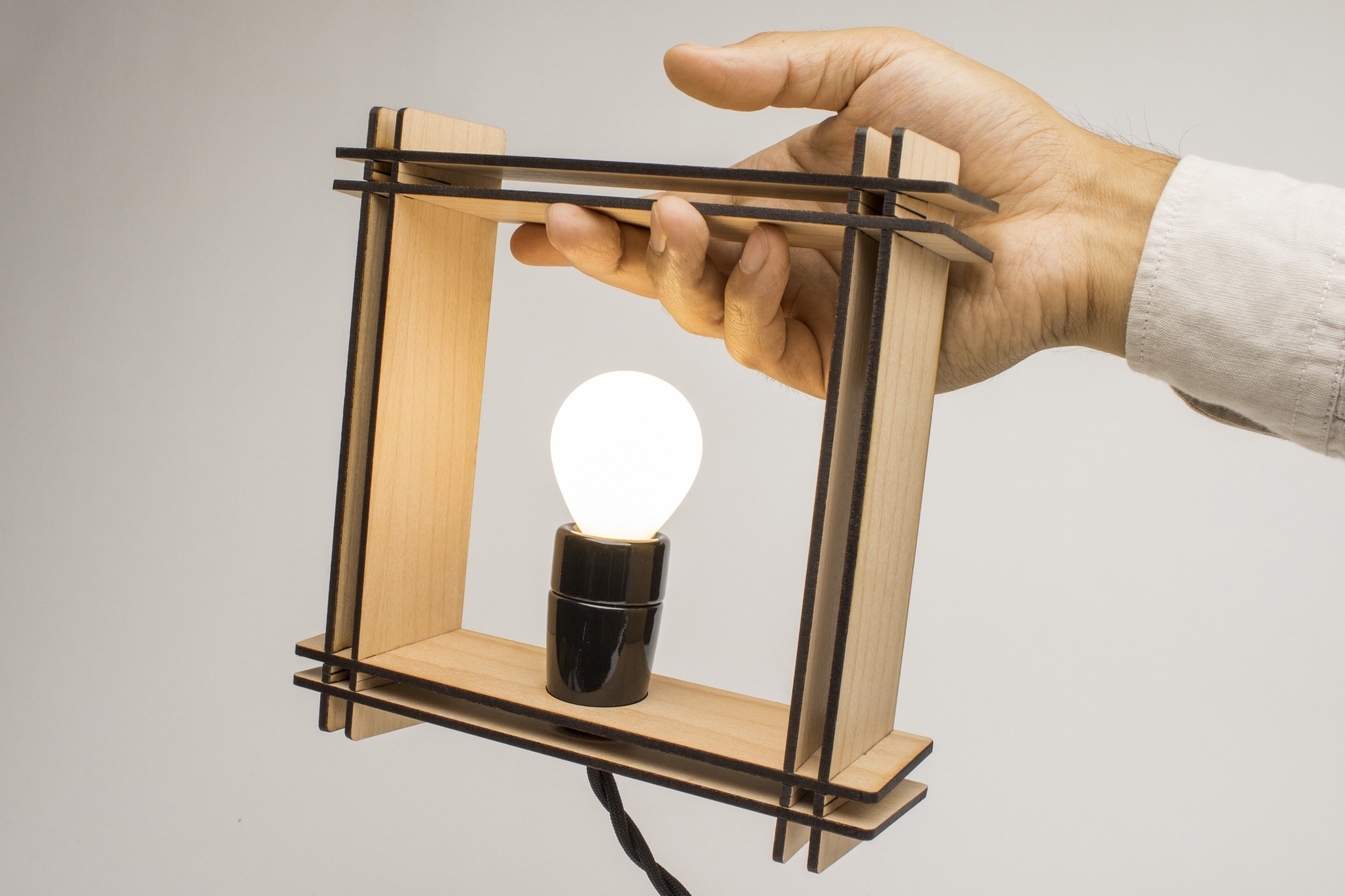 #LAMP No. 1 square beech – Minimalistic dimmable table lamp - Christmas gift