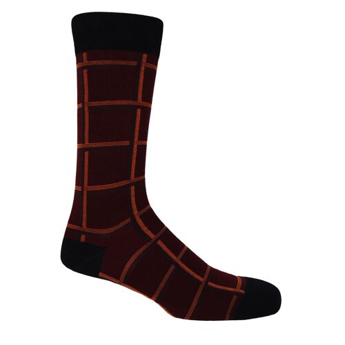 Check Men's Socks - Maroon