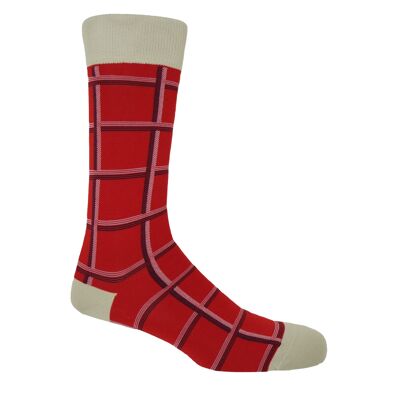 Check Men's Socks - Red