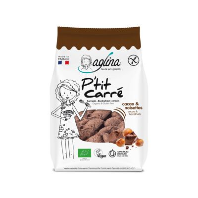 P'tit Carré Kakao & Haselnüsse Bio, glutenfrei, vegan.  300g-Beutel
