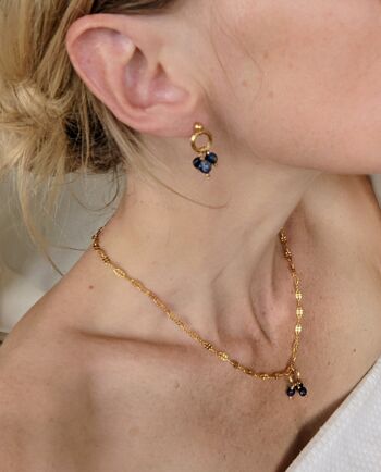 Collier pour femme doré avec des perles de lapis-lazuli - SANTORIN 2