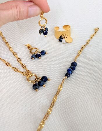 Collier pour femme doré avec des perles de lapis-lazuli - SANTORIN 4