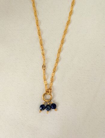 Collier pour femme doré avec des perles de lapis-lazuli - SANTORIN 6