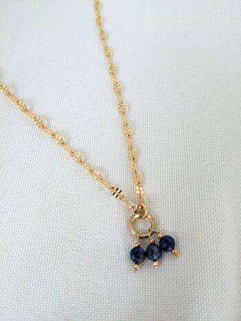 Collier pour femme doré avec des perles de lapis-lazuli - SANTORIN 1