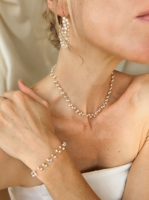 Collier pour femme en perles naturelles d'eau douce et or - BIARRITZ