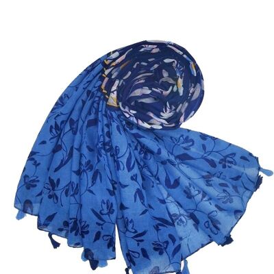 Foulard à pompons bleu LOIS