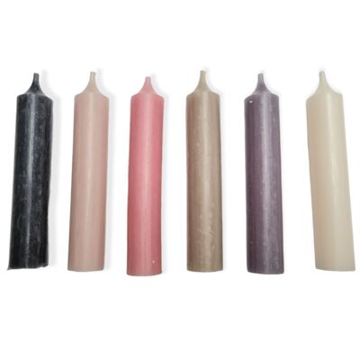 Candele cena corte Cactula in 6 colori 2,1 x 12 cm 6 pz
