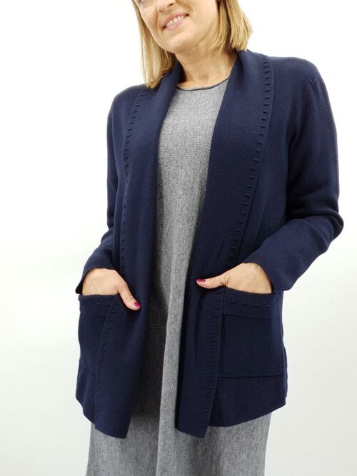 "Elegante" Knitted Cardigan ID1179 | Navy/Grey