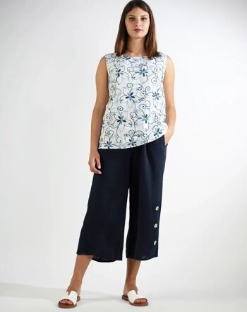 Top en lin brodé "Fiore Blu" 3482 1