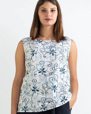 Top en lin brodé "Fiore Blu" 3482 2