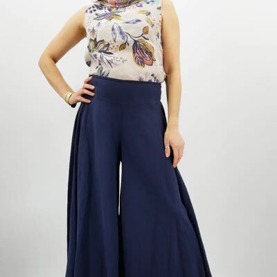 Capri Linen Culottes 1113 | Navy