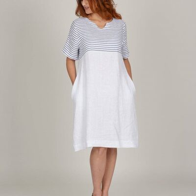 Contrast Stripe Dress 6654S2 | White
